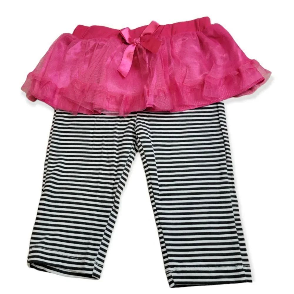 Stripped leggings with pink tutu 18mo